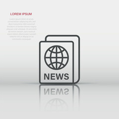 Newspaper icon in flat style. News vector illustration on white isolated background. Newsletter business concept.