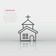 Church icon in flat style. Chapel vector illustration on white isolated background. Religious building business concept.