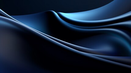 Dark blue abstract wavy wallpaper, illustration for product presentation template, copy space dark background. Ai generative