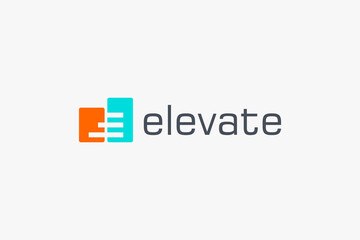 Elevate Logo. Two Rectangles with Negative Space Geometric Striped Lines Initial Letter E Stairs Symbol isolated on White Background. Flat Vector Logo Design Template Element for Business Logos.
