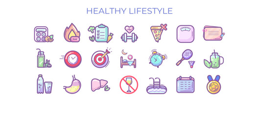 Healthy Lifestyle Icon Set