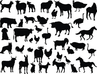 Set of Farm Animals Silhouette