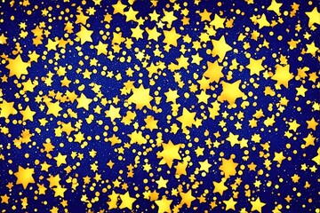 Abstract Blue Background with Gold stars, Christmas Golden lights Shining, Wallpaper