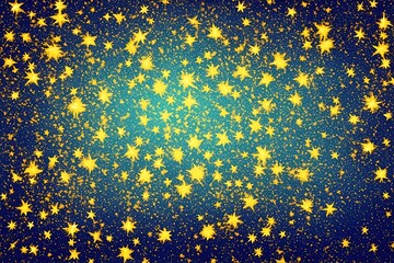 Abstract Blue Background with Gold stars, Christmas Golden lights Shining, Wallpaper