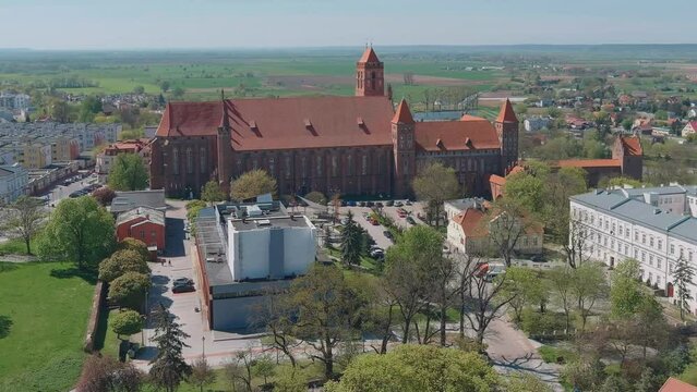 Drone shot of the Kwidzyn Teutonic Castle in Poland