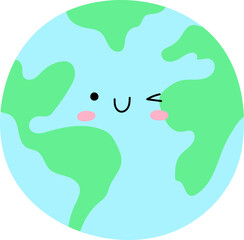 Cute earth characters with emotions, save planet concept.