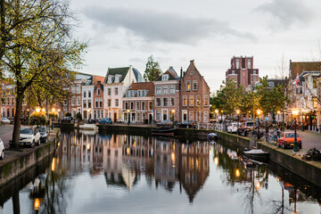 Landscape of the city of Leiden, Netherlands - obrazy, fototapety, plakaty
