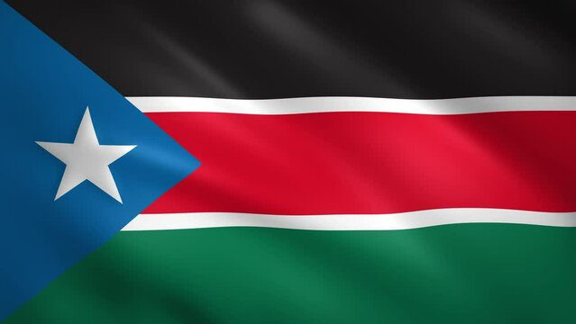 South Sudan flag waving in the wind