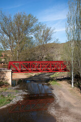 Fototapeta premium old railway bridge over the river currently for pedestrian use