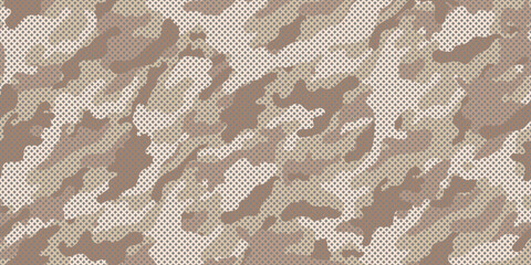 Desert camouflage military pattern with grid. Vector camouflage pattern for clothing design.