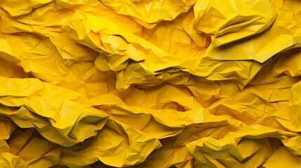 Naklejka na ściany i meble yellow crumpled paper texture. Generative ai