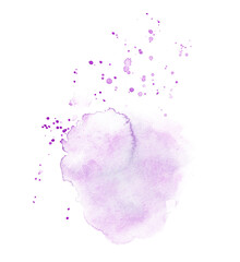 Purple watercolor stain and paint splashes. Abstract watercolor.