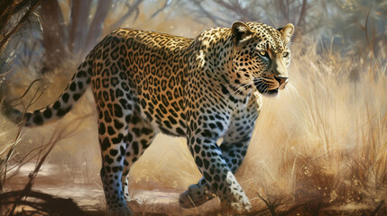 Fototapeta na wymiar close up of leopard.generative ai