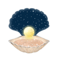 Moon pearl in shell
