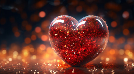 Fototapeta premium A red heart with the word love on it.generative ai