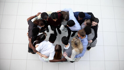top view.successful multinational business team in conference room