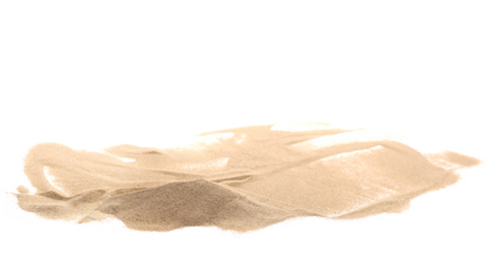 Desert sand pile, dune isolated on white, side view