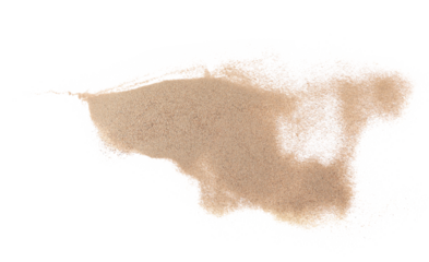 Sand pile scatter isolated on white background and texture, top view