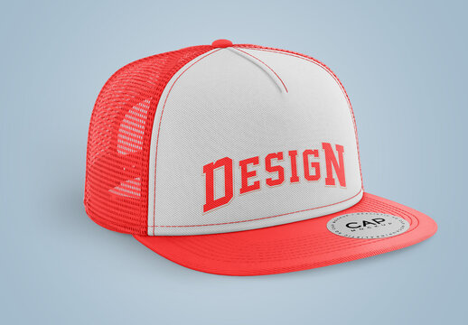Snapback Truck Hat with Sticker Mockup