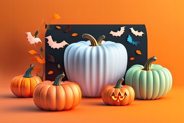 Halloween Banner Background with Pumpkin Generative AI