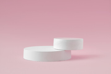 Podium for Cosmetic, Soap, Items Presentation. Abstract Minimal Geometric Sphere. Cylinder Two Forms, Soft Shadow. Scene to Show Product, Object. Showcase Display Case. Stand. Studio Color Backdrop