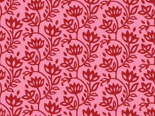 INDIAN FLORAL BLOCK PRINT SEAMLESS PATTERN VECTOR ILLUSTRATION