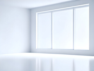 Fototapeta na wymiar White studio background with empty 3d room, Generative AI