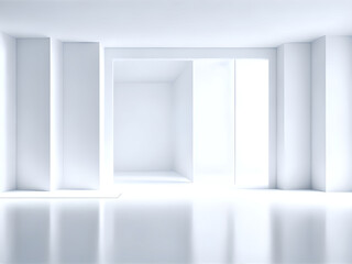Obraz na płótnie Canvas White studio background with empty 3d room, Generative AI