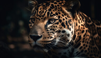 Majestic big cats stare, beauty in nature generated by AI