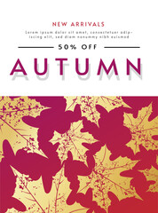 Autumn Sale Template With Leaves on Gradient Background