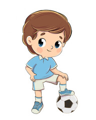 Boy posing with a soccer ball - 609086909