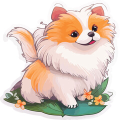 beautiful chibi dog sticker cartoon vector illustration