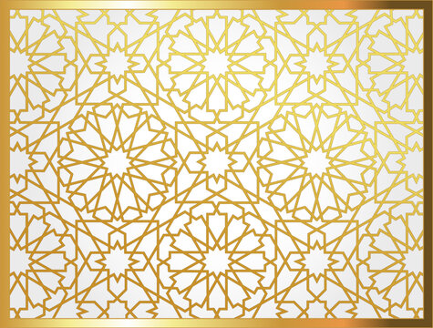 Islamic Arabic Golden Ornament Border Arabesque Pattern Luxury Background
