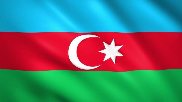 Azerbaijan flag waving in the wind