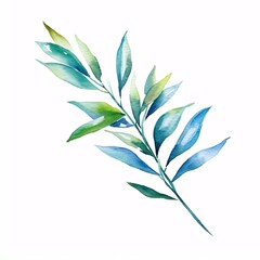 Fototapeta premium Watercolor tropical leaves on white background. Hand drawn illustration. Generative ai.