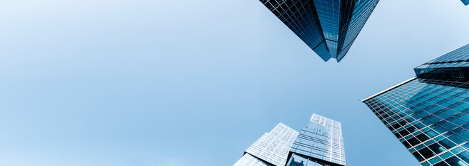 Business skyscrapers and office business center building on banner background. Economy, exchange, finance concept.