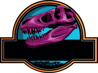 vector illustration of skull dinosaur t-rex in logo