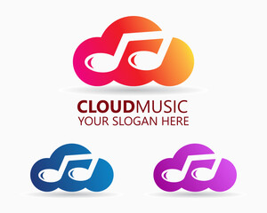 cloud music logo design template. cloud and music illustration vector