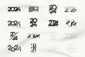 A set of number designs for happy new year 20224 celebration with black and white concept. Premium vector design for celebration, invitation or greeting.