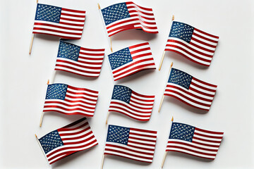 Obraz premium Paper with text 4th of july and many us flags. Generative Ai
