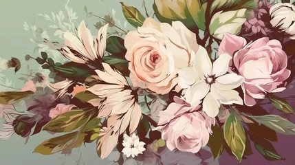 Gardinen Vintage bouquet of beautiful flowers. AI generative © SK