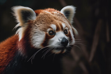 Fototapeta premium red panda on top of a tree, beautiful background, forest background, ai generated