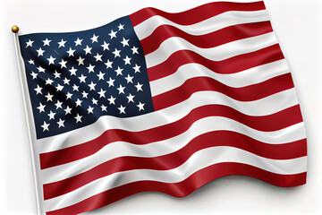 United States flag isolated on white. Generative Ai