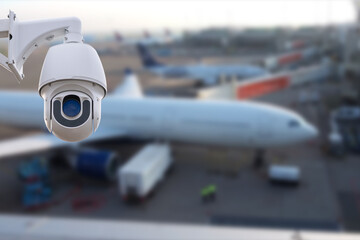 CCTV camera or surveillance operating in airport.