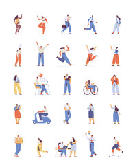 People vector bundle. Male and female silhouette flat characters isolated on white background..