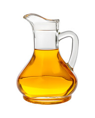 Glass jug of cooking oil isolated on white or transparent background, png