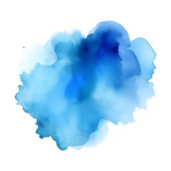 Blue watercolor stain isolated on white or transparent background, png