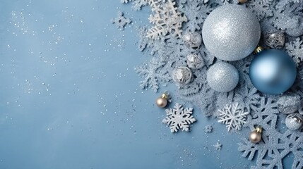 christmas frame of Christmas decorations on the background. Copy space. New Year. Generative AI