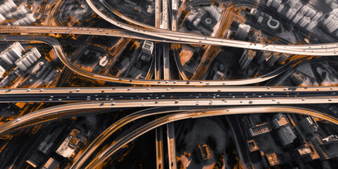 Fototapeta na wymiar City infrastructure aerial view - Generative AI