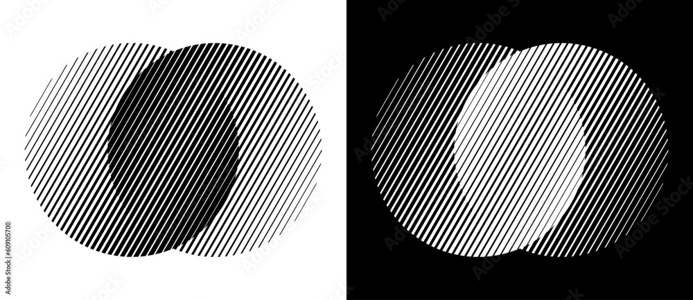 Aufkleber transition in two circles with parallel lines. abstract art geometric background for logo, icon, tat